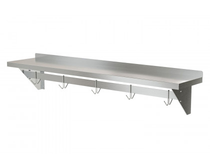 FaFurn - Stainless Steel Heavy Duty Wall Shelf 12 in X 60 in with Pot Rack