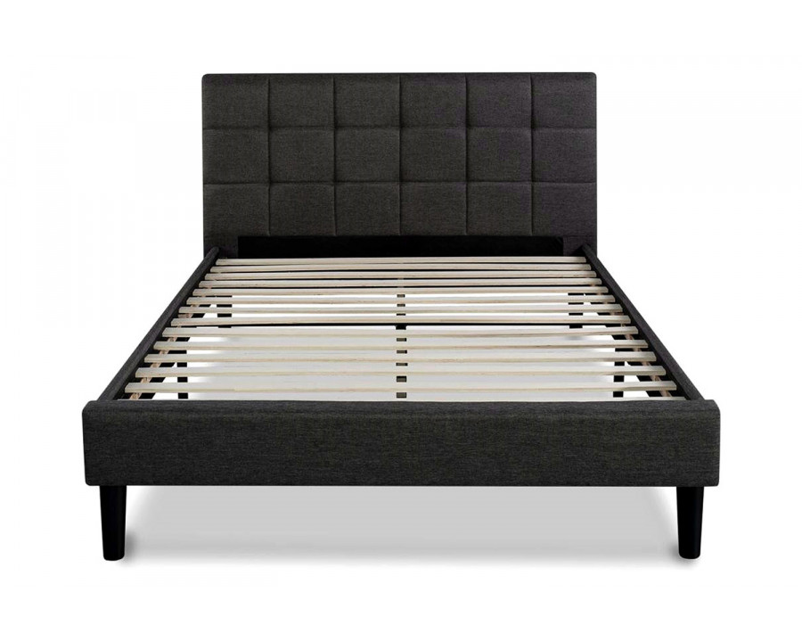 FaFurn - King Size Dark Gray Upholstered Platform Bed with Headboard