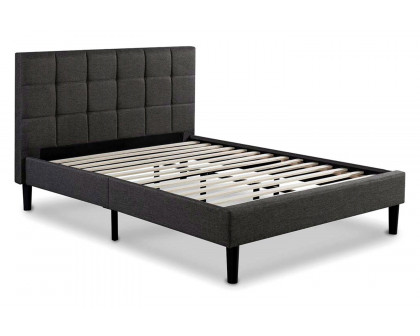 FaFurn - King Size Dark Gray Upholstered Platform Bed with Headboard