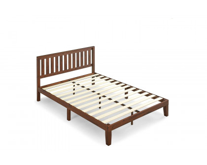 FaFurn King Size Solid Wood Platform Bed Frame with Headboard in Espresso Finish