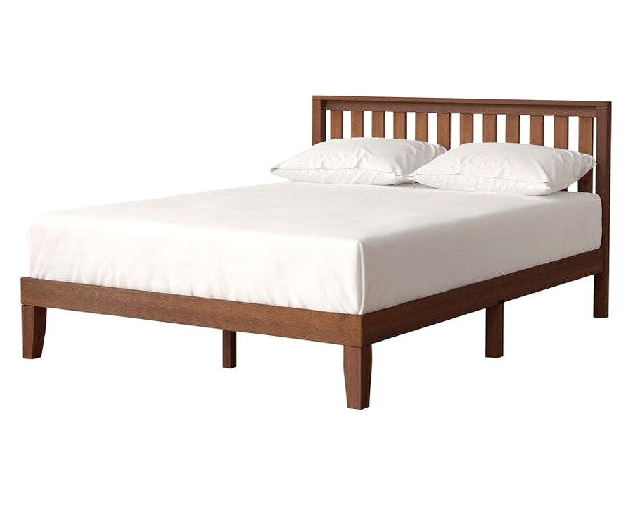 FaFurn King Size Solid Wood Platform Bed Frame with Headboard in Espresso Finish