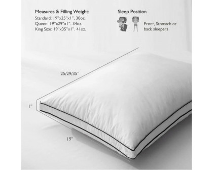 FaFurn Set of 2 Bed Pillow - Gusseted Goose Down, King Size