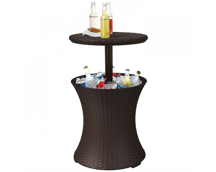 FaFurn - Patio Pool Cocktail Table in Brown, Wicker Resin