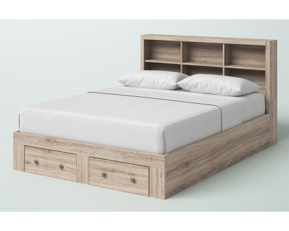 FaFurn Farmhouse Low Profile 2 Drawer Storage Platform Bed - King Size