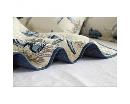 FaFurn - 3-Piece King Size Quilt Set with Seashells Ocean Beach Nautical Pattern in Cotton