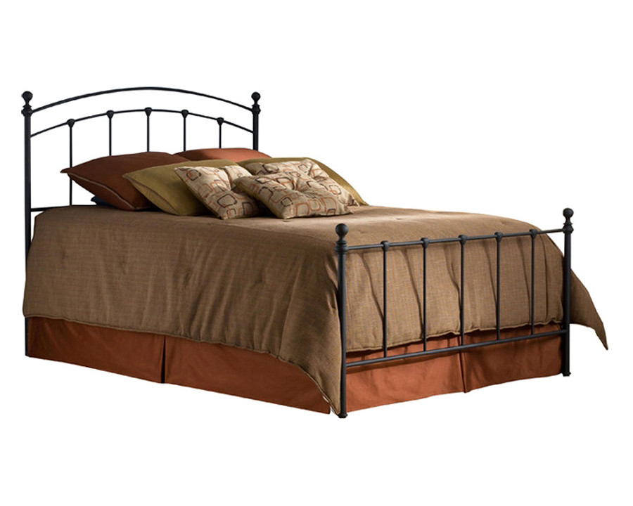 FaFurn - King Size Matte Black Metal Bed with Headboard and Footboard