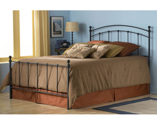 FaFurn - King Size Matte Black Metal Bed with Headboard and Footboard