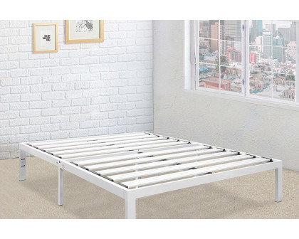 FaFurn - King Size Heavy Duty Metal Platform Bed Frame in White