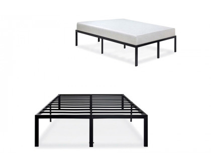 FaFurn Modern Heavy Duty Metal Platform Bed Frame - Black, King Size