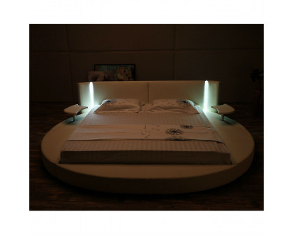 FaFurn - Platform Bed with LED Headboard and Nightstands