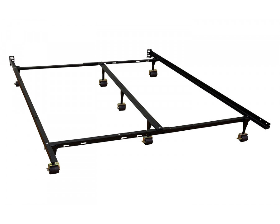 FaFurn - King Size Heavy Duty 7-Leg Metal Bed Frame with Locking Rug Roller Casters Wheels