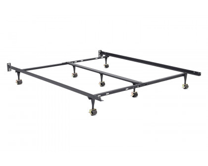 FaFurn - King Size Heavy Duty 7-Leg Metal Bed Frame with Locking Rug Roller Casters Wheels