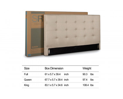 FaFurn King Size Upholstered Platform Bed Frame with Button Tufted Headboard in Taupe