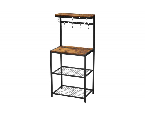 FaFurn - Modern Industrial Metal Wood Bakers Rack with Microwave Shelf