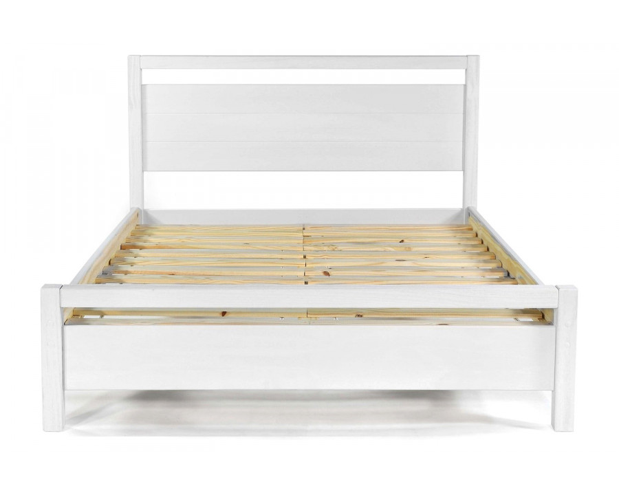 FaFurn Farmhouse Traditional Rustic Platform Bed - White, King Size