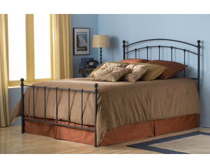 FaFurn - Queen Size Metal Bed with Rounded Posts in Antique Brass Finish