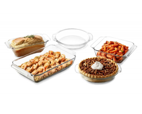 FaFurn - Glass 5-Piece Bakeware Oven Safe Casserole Baking Dish Set