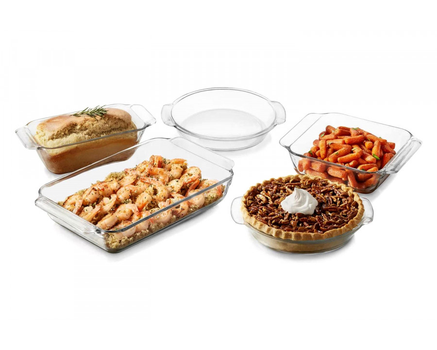 FaFurn - Glass 5-Piece Bakeware Oven Safe Casserole Baking Dish Set