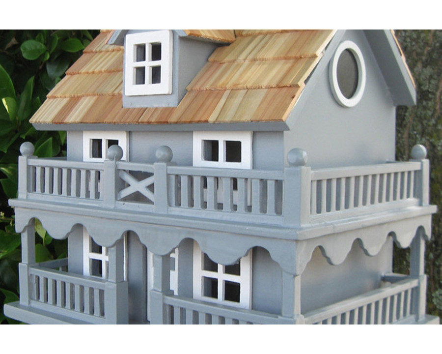 FaFurn - Light Blue Wooden Cottage Bird House with Removeable Back