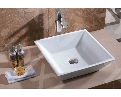 FaFurn - Contemporary White Ceramic Porcelain Vessel Bathroom Vanity Sink 16 X 16-Inch