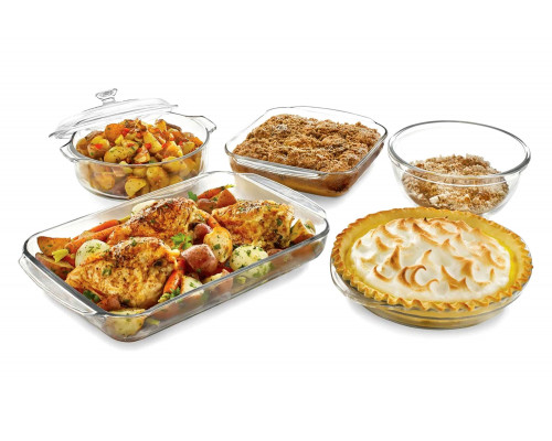 FaFurn - 6-Piece Glass Bakeware Casserole Baking Dish Set of 5