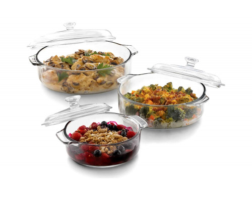 FaFurn - 6-Piece Glass Bakeware Casserole Baking Dish Set of 3