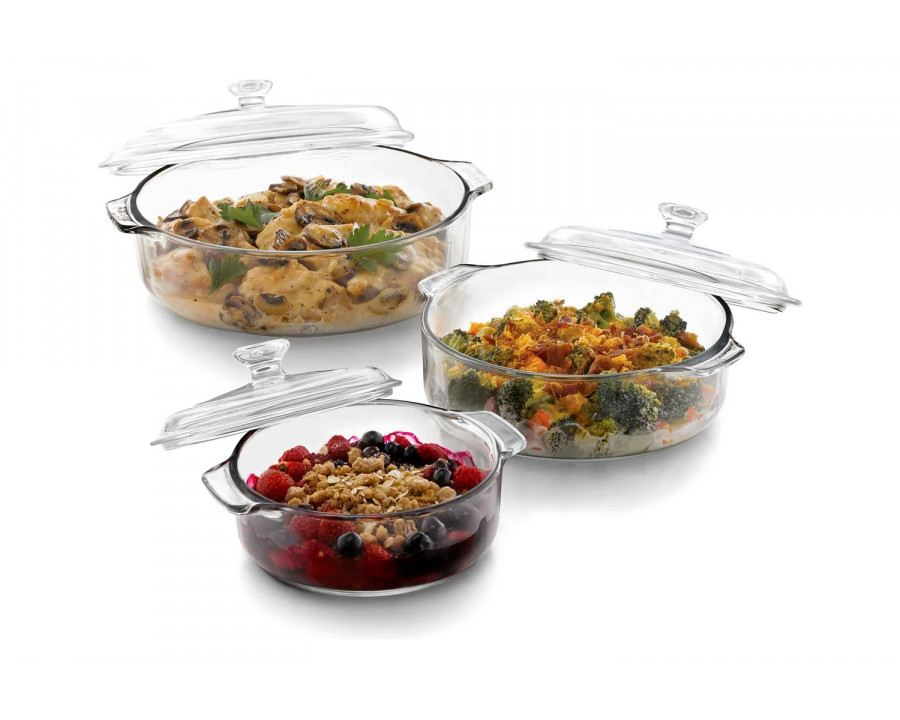 FaFurn - 6-Piece Glass Bakeware Casserole Baking Dish Set of 3