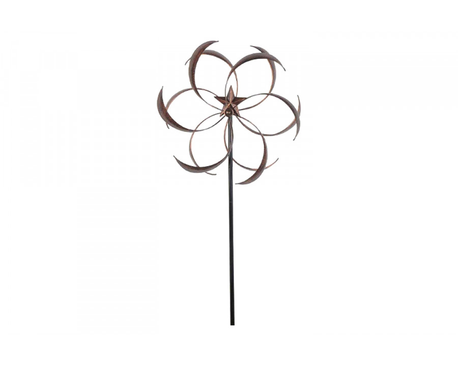 FaFurn - Outdoor Powder Coated Metal Flower Star Wind Spinner with Stake 76-Inch