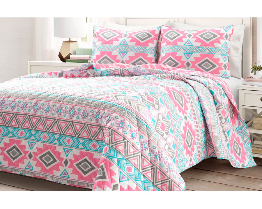 FaFurn - 3-Piece Reversible Striped Quilt Set