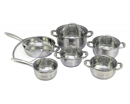 FaFurn - 12 Piece Durable Stainless Steel Cookware Set