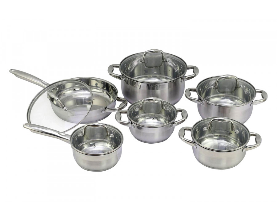 FaFurn - 12 Piece Durable Stainless Steel Cookware Set