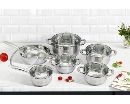 FaFurn - 12 Piece Durable Stainless Steel Cookware Set