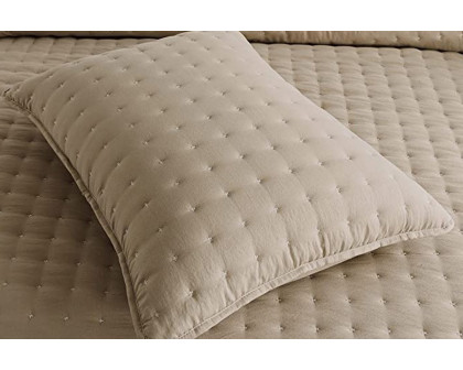 FaFurn 3 Piece Microfiber Polyester Quilt Bedding Set - Beige, Queen Size