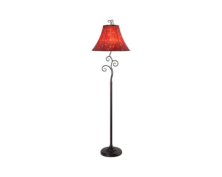 FaFurn - Contemporary 61-Inch Tall Floor Lamp with Red and Gold Bell Shade