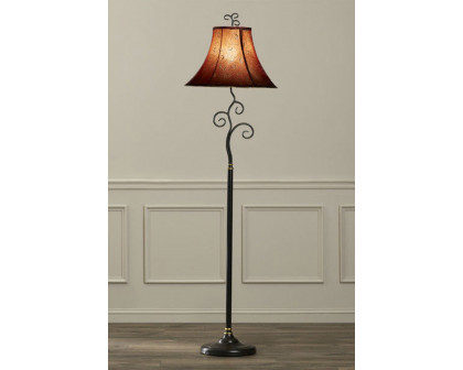 FaFurn - Contemporary 61-Inch Tall Floor Lamp with Red and Gold Bell Shade