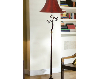 FaFurn - Contemporary 61-Inch Tall Floor Lamp with Red and Gold Bell Shade