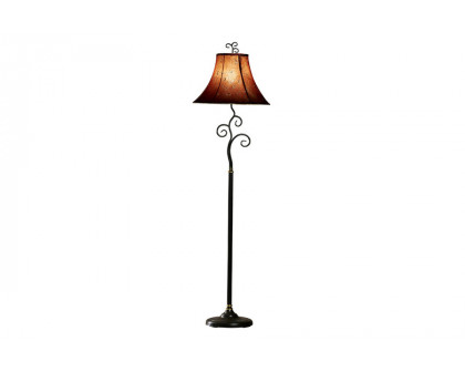 FaFurn - Contemporary 61-Inch Tall Floor Lamp with Red and Gold Bell Shade