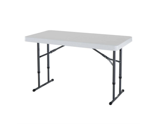 FaFurn - Adjustable Commercial Folding Table with White HDPE Top in White