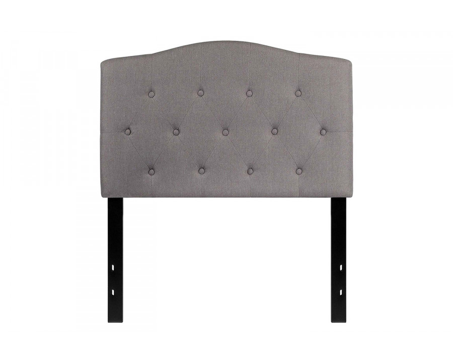 FaFurn Twin Size Fabric Upholstered Button Tufted Headboard - Light Gray