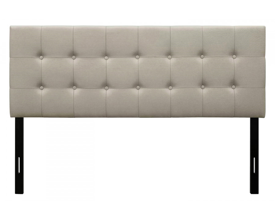 FaFurn Contemporary Button-Tufted Headboard in Upholstered Fabric - Beige, Full Size