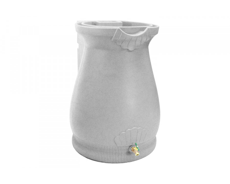 FaFurn 65 Gallon Plastic Urn Rain Barrel with Planter Top - Light Gray