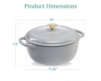 FaFurn 6 Quart Cookware - Light Gray, Cast Iron