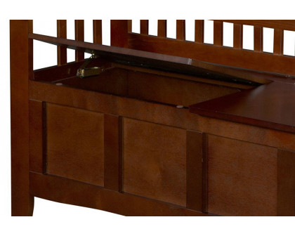 FaFurn - Split Seat Storage Accent Bench in Walnut Wood Finish