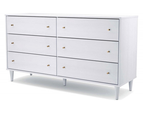 FaFurn Farmhouse Rustic Mid Century 6 Drawer Dresser - Rustic White