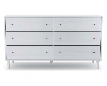 FaFurn Farmhouse Rustic Mid Century 6 Drawer Dresser - Rustic White