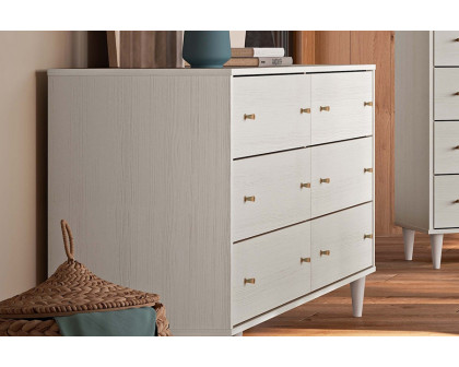 FaFurn Farmhouse Rustic Mid Century 6 Drawer Dresser - Rustic White