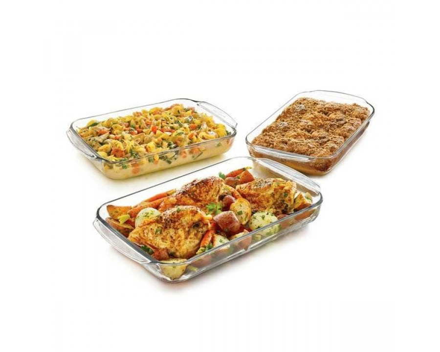 FaFurn - 3-Piece Baking Dish Set in Transparent Glass