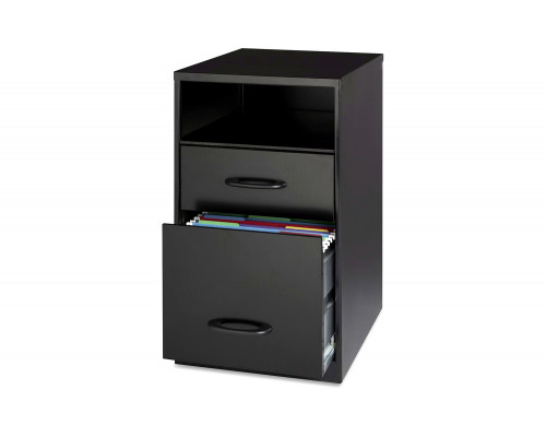 FaFurn - Black Metal 2-Drawer Filing Cabinet with Office Storage Shelf