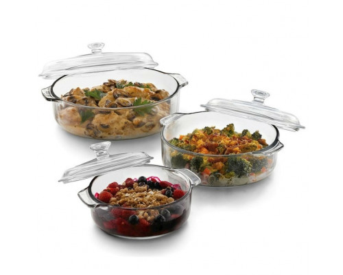 FaFurn - 6-Piece Round Cookware/Bakeware Set with Lids in Glass