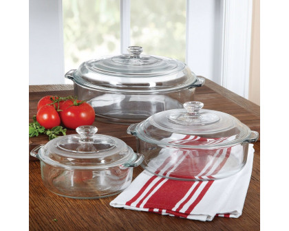 FaFurn - 6-Piece Round Cookware/Bakeware Set with Lids in Glass